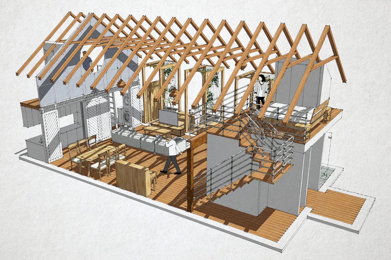 Axonometric study of the Naremburn adaptive reuse project